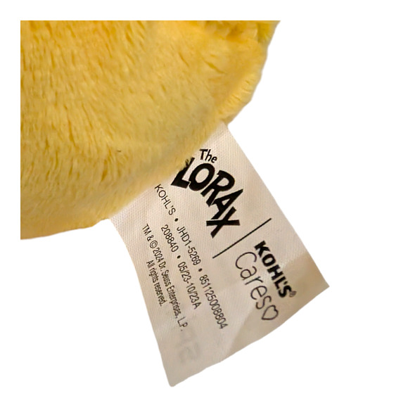 Kohl's Cares Dr Seuss The Lorax Character 12in Yellow Plush Stuffed Animal New - Picture 5 of 8